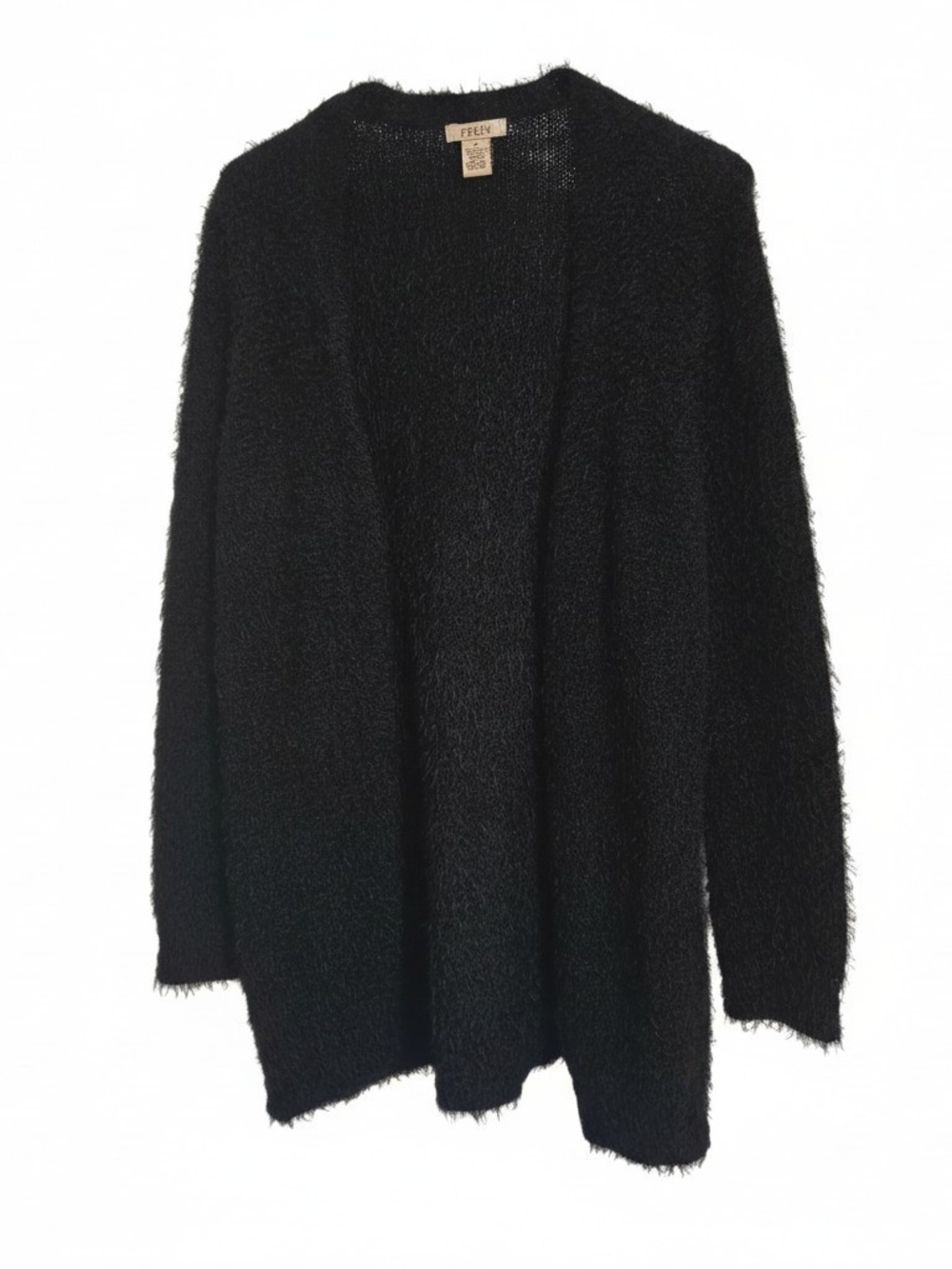 Fresh Black Fuzzy Eyelash Cardigan Sweater Grunge Y2K Indie Sleaze Size M